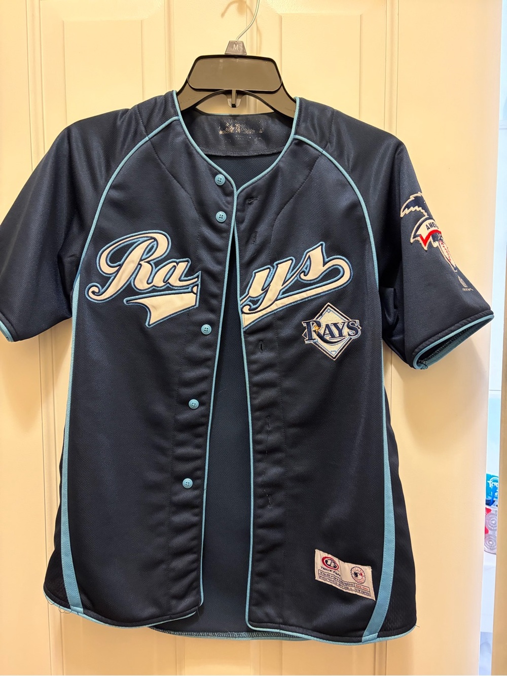Tampa Bay Rays Navy Baseball Jersey with Light Blue Trim